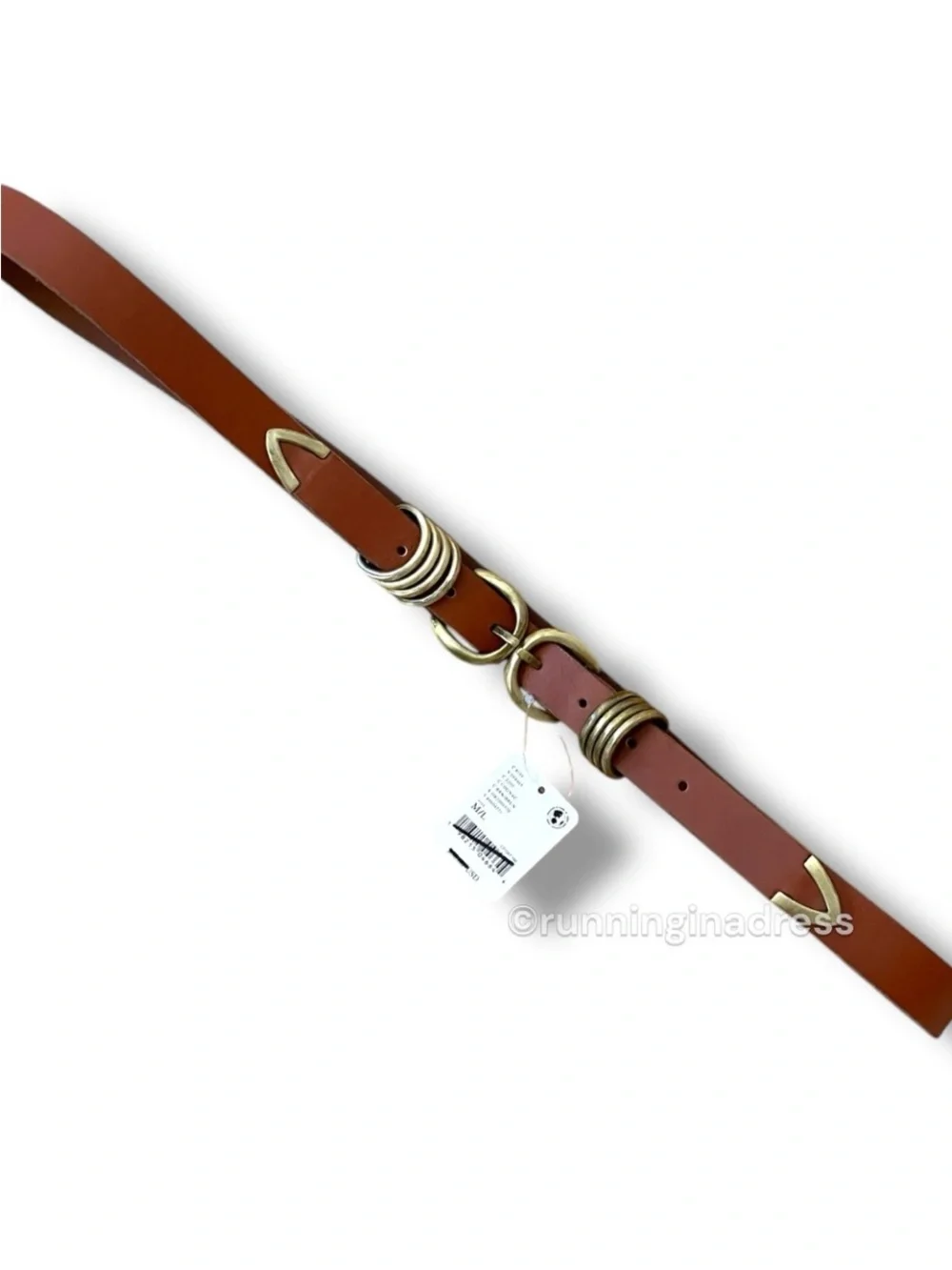 NWT Free People East Meets West Leather Belt Cognac Gold M/L Western Boho Large
